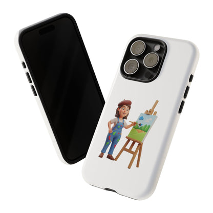 iPhone Artist Painter Phone Case — Cute Female Artist with Easel Protective iPhone Cover