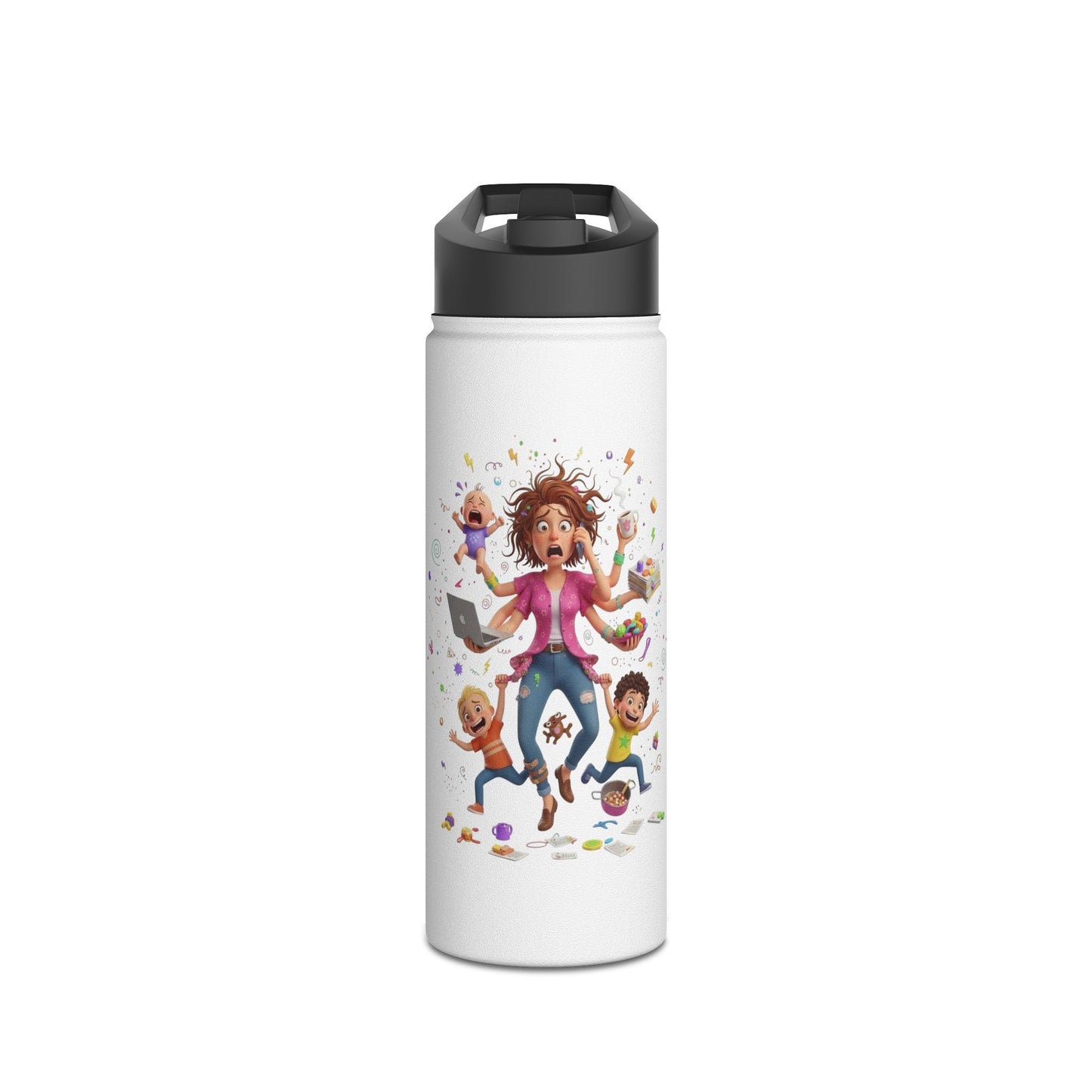 Mom Life Stainless Steel Thermic Bottle — Funny Multitasking Mom Design