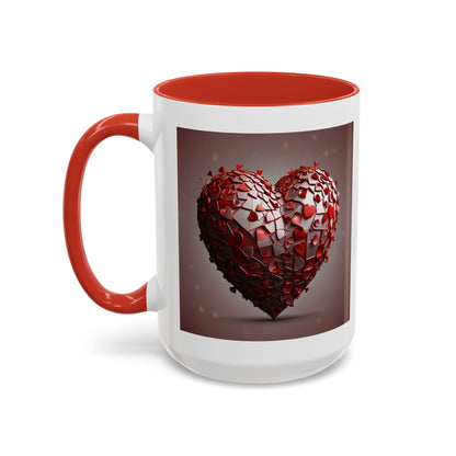 Heart Mosaic Accent Coffee Mug — Romantic Valentine’s Day Gift (11/15 oz)