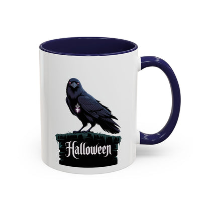 Halloween Raven Coffee Mug, Black Accent Mug, Spooky Drinkware, Unique Gift for Fall, Coffee Lover's Halloween Décor