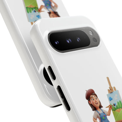 Google Artist Painting Phone Case — Cute Female Painter Illustration Phone Cover