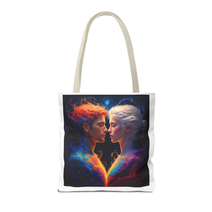 Cosmic Lovers Tote Bag — Fire & Ice Romantic Art AOP