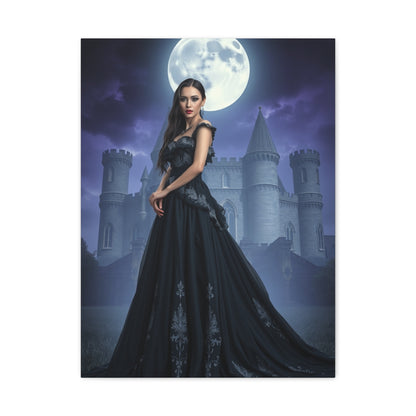 Gothic Moonlight Canvas Print — Elegant Dark Castle Portrait