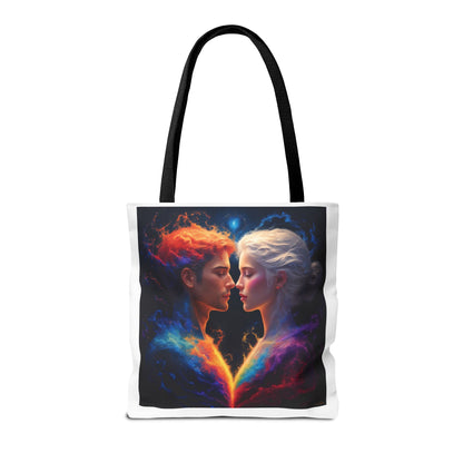 Cosmic Lovers Tote Bag — Fire & Ice Romantic Art AOP