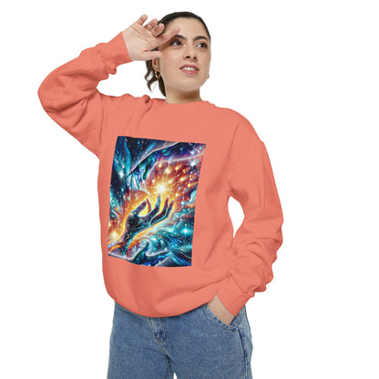 Galaxy Touch Sweatshirt — Cosmic Hands Astral Art Crewneck