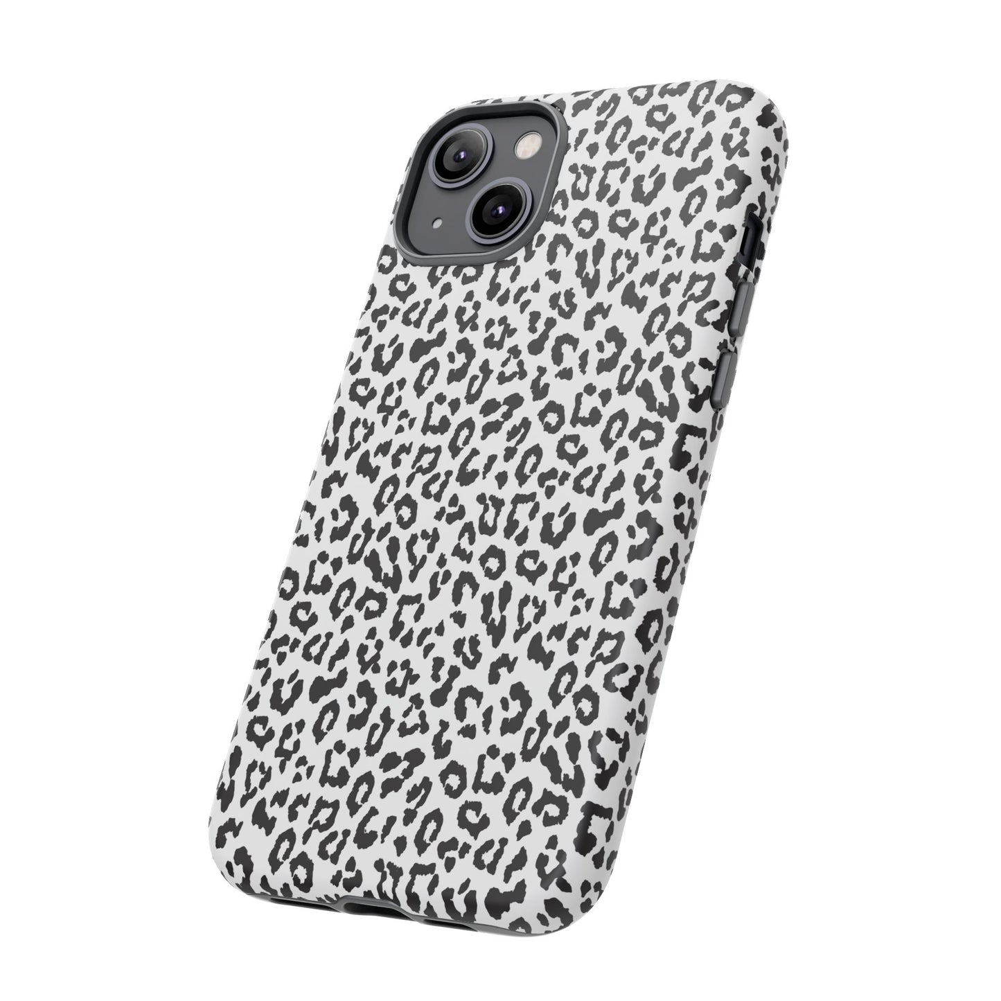 iPhone Leopard Print Tough Phone Case - Black & White Protective Cover