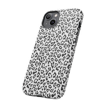iPhone Leopard Print Tough Phone Case - Black & White Protective Cover