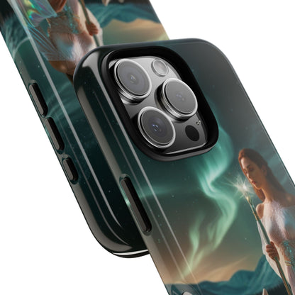 iPhone Mystic Guardian Phone Case — Aurora Wolf Woman Protective Cover