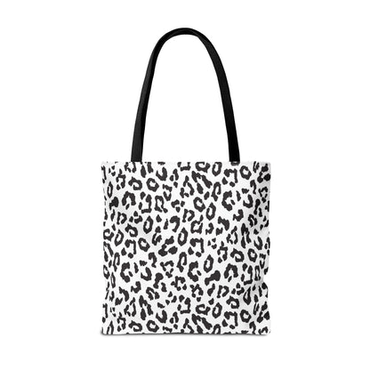 Leopard Print Tote Bag — Black & White All-Over-Print Shopper