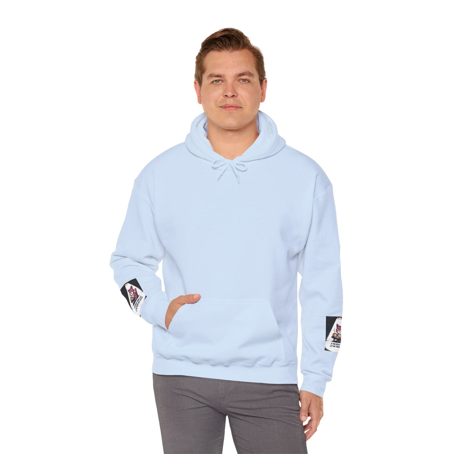 Coffee Cat Hoodie – „Wenn dir dein Leben lieb ist, lass mich meinen Kaffee austrinken“ Grafik-Hoodie