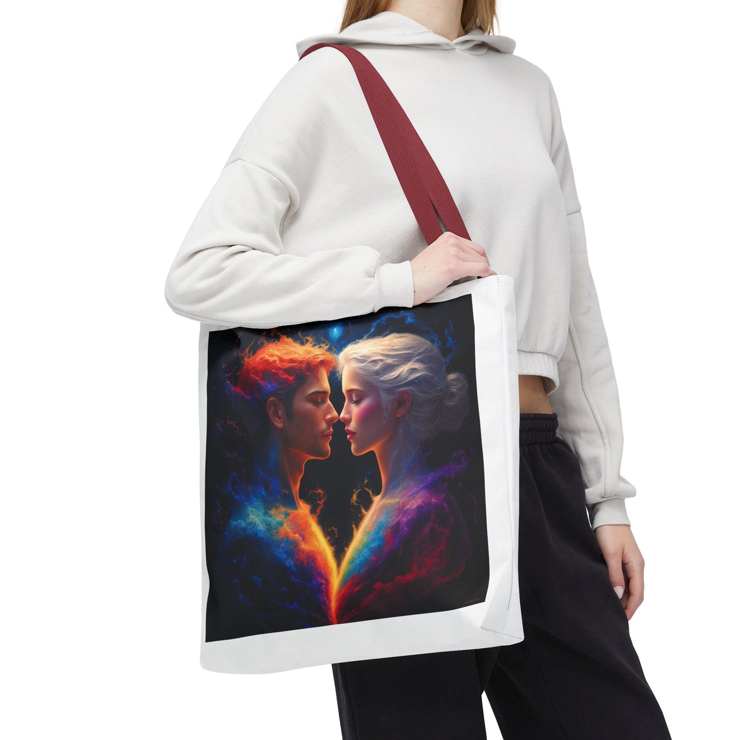 Cosmic Lovers Tote Bag — Fire & Ice Romantic Art AOP