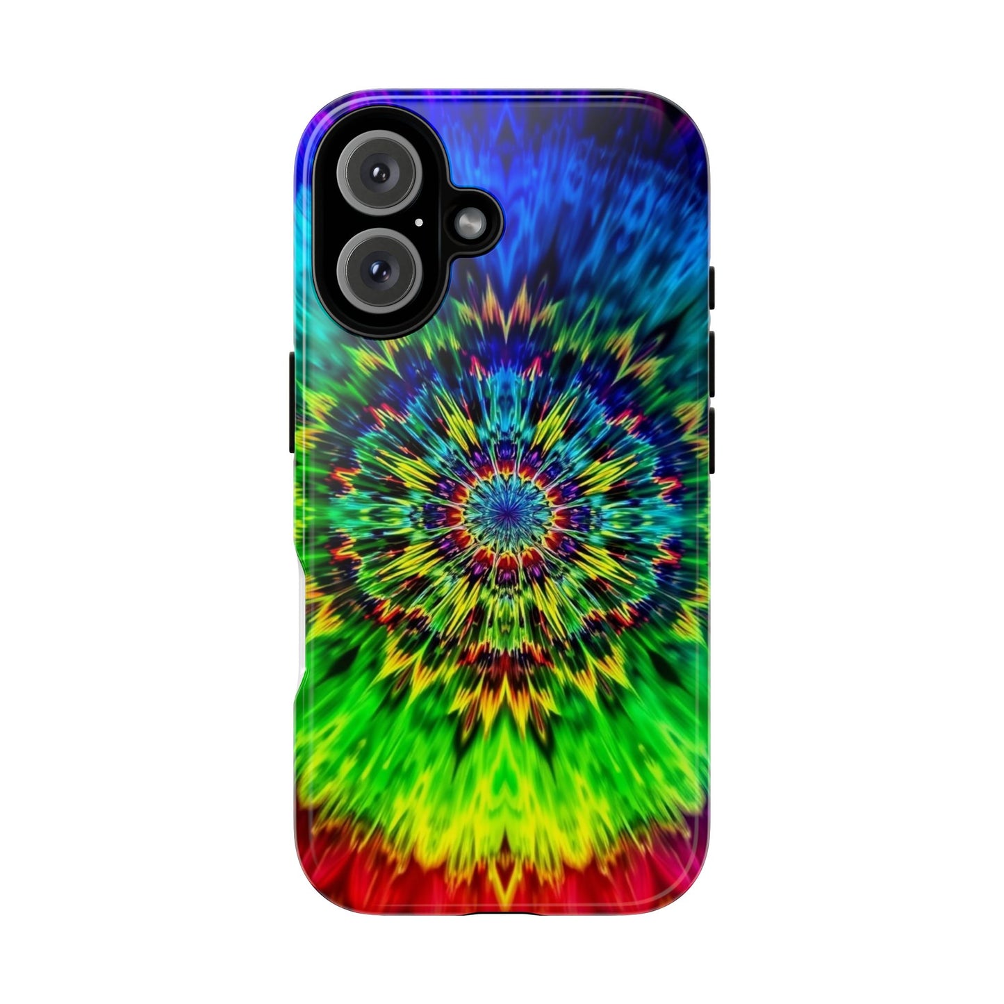 Funda resistente para teléfono con diseño de mandala psicodélico: protección vibrante con efecto tie-dye