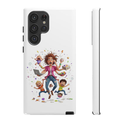 Samsung Mom Life Phone Case — Funny Juggling Mom Illustration Protective Case