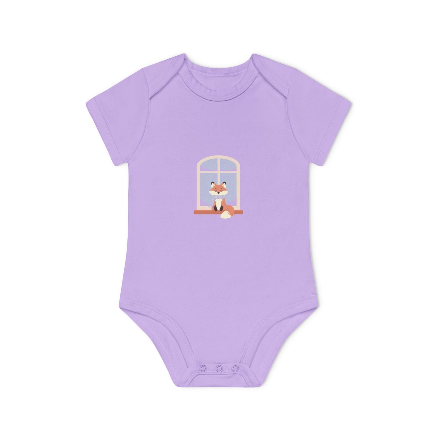 Baby Bodysuit — Cozy Fox by the Window Organic Short Sleeve Baby Onesie