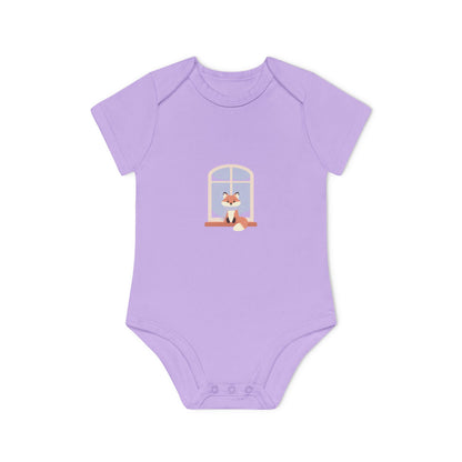 Baby Bodysuit — Cozy Fox by the Window Organic Short Sleeve Baby Onesie
