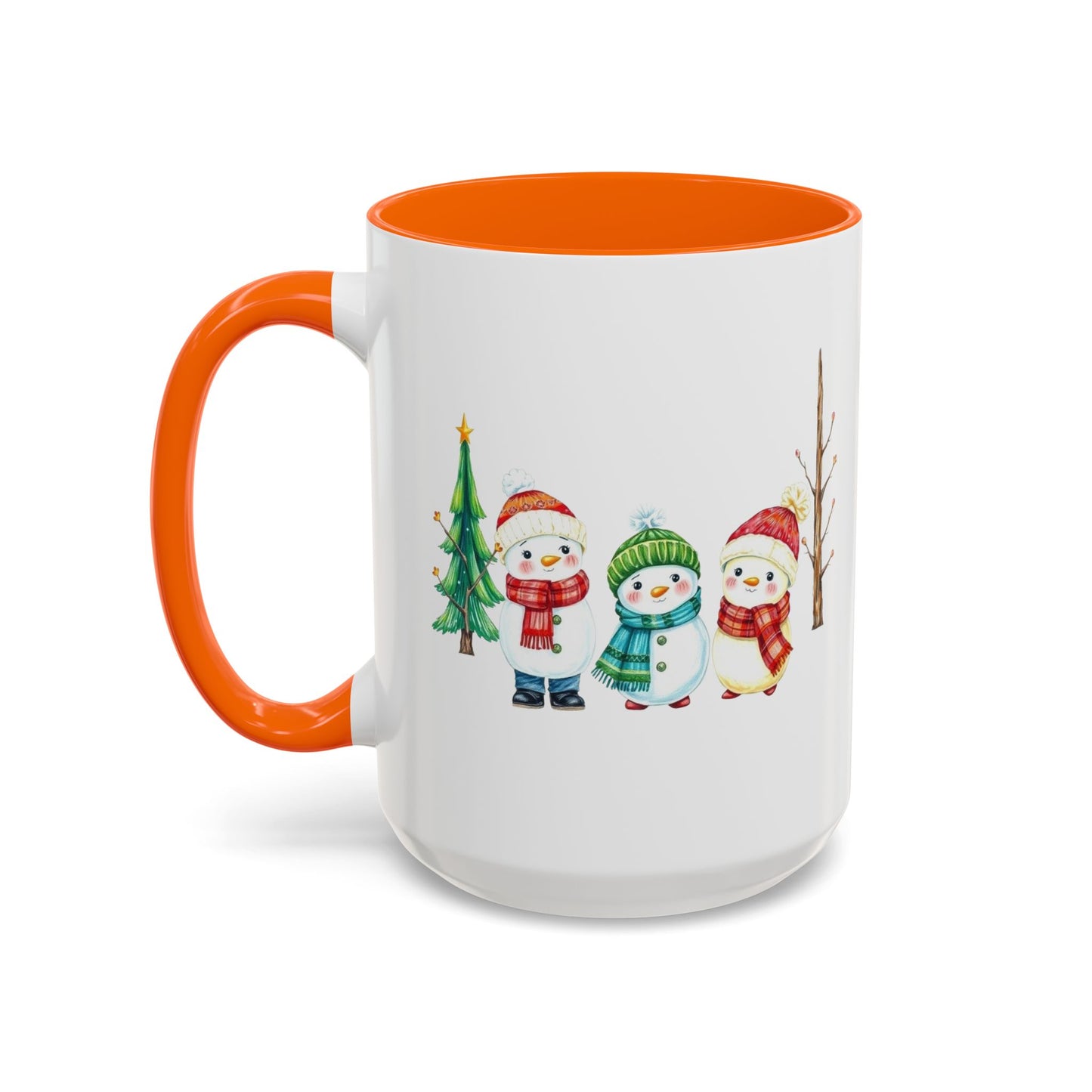 Christmas Snowman Mug — Cute Holiday Coffee Cup with Festive Tree & Snowmen (11/15oz)