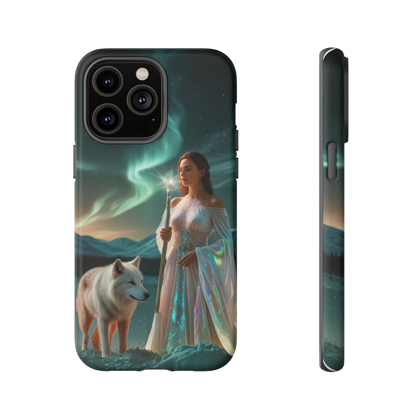 iPhone Mystic Guardian Phone Case — Aurora Wolf Woman Protective Cover