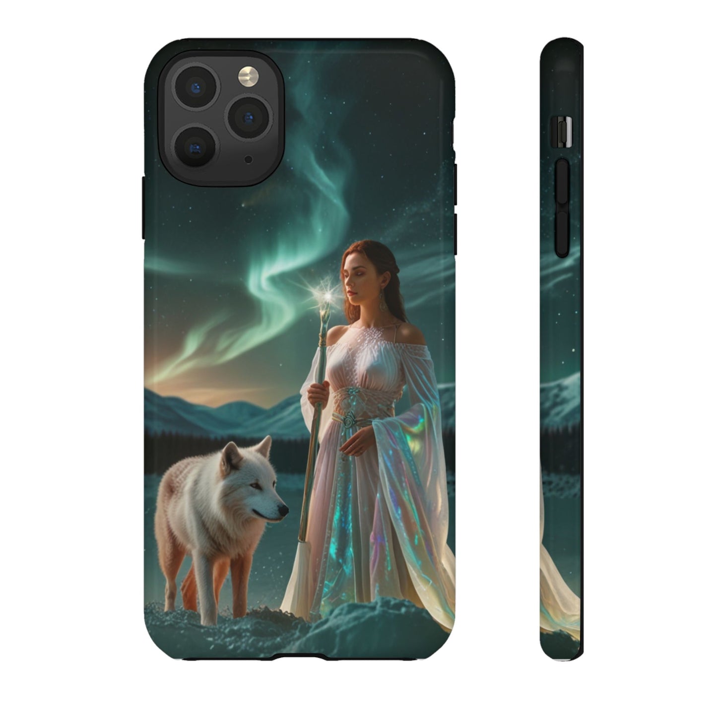 iPhone Mystic Guardian Phone Case — Aurora Wolf Woman Protective Cover