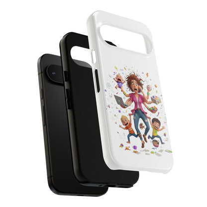 Funda para Google Phone - Diseño de caricatura de mamá frenética (Vida de mamá caótica y divertida)