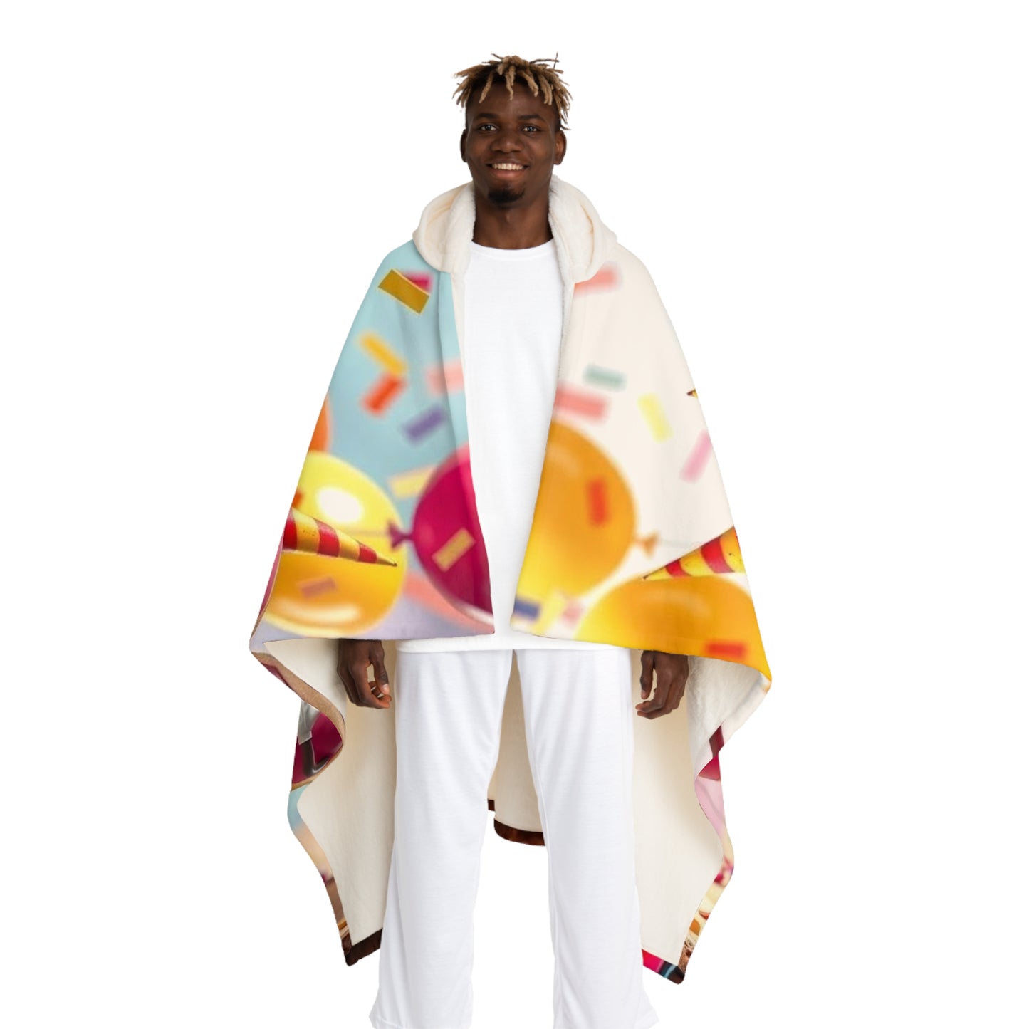 Hooded Sherpa Blanket – Colorful Party Emoji Plush Fleece with Hood