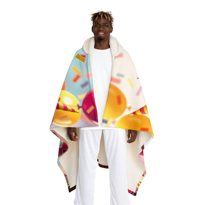 Hooded Sherpa Blanket – Colorful Party Emoji Plush Fleece with Hood