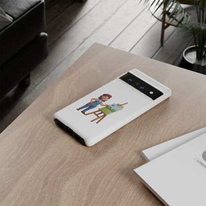 Google Artist Painting Phone Case — Cute Female Painter Illustration Phone Cover