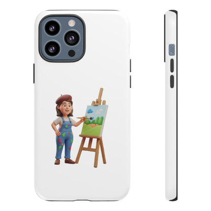 iPhone Artist Painter Phone Case — Cute Female Artist with Easel Protective iPhone Cover