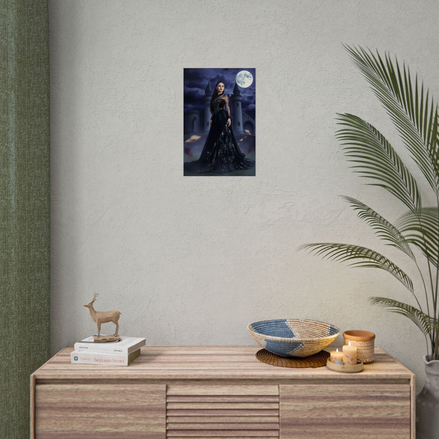 Gothic Moonlit Castle Poster — Dark Fantasy Woman Wall Art