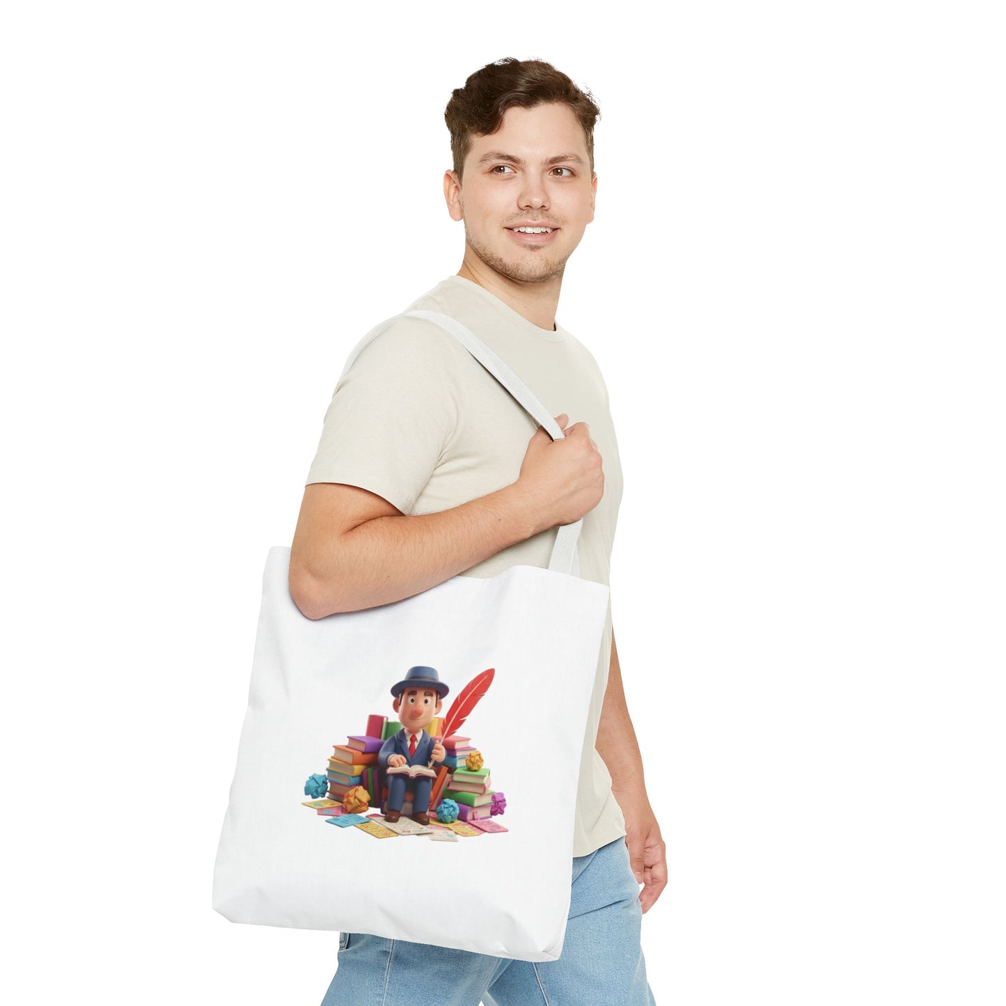 Tote — Cute Bookworm Writer Illustration Tote Bag