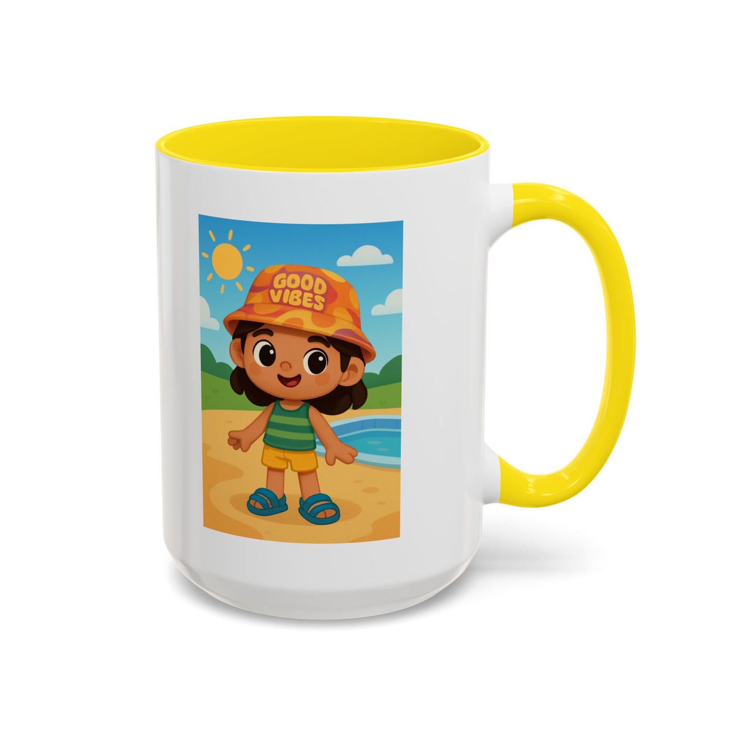 Good Vibes Beach Kid Mug — Accent Coffee Mug (11/15oz)