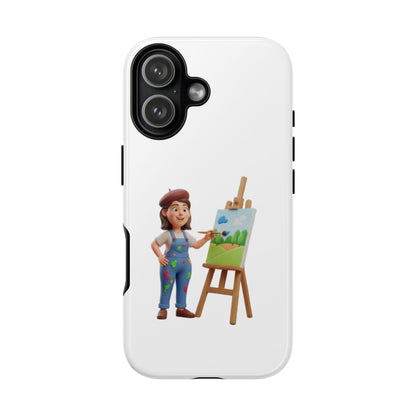 iPhone Artist Painter Phone Case — Cute Female Artist with Easel Protective iPhone Cover
