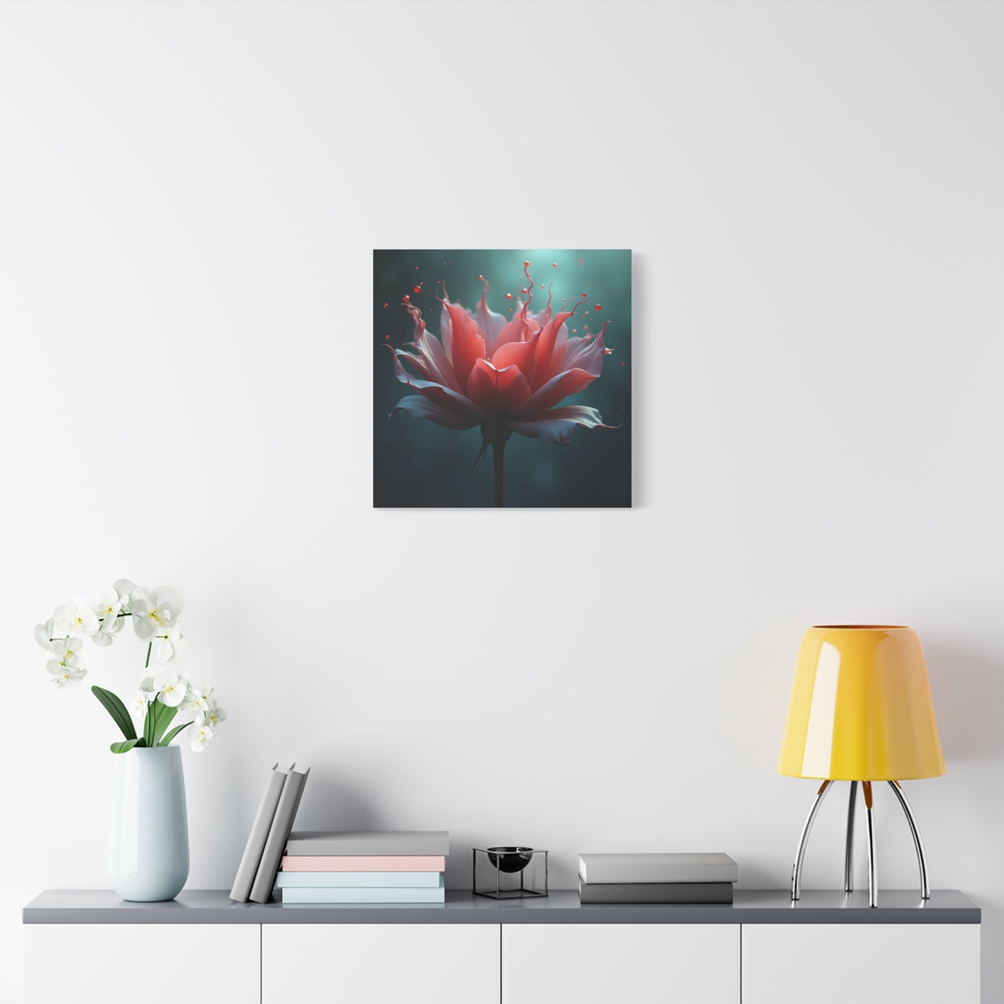 Red Lotus Matte Canvas Wall Art — Stretched 1.25" Floral Print