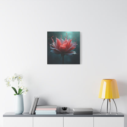 Red Lotus Matte Canvas Wall Art — Stretched 1.25" Floral Print