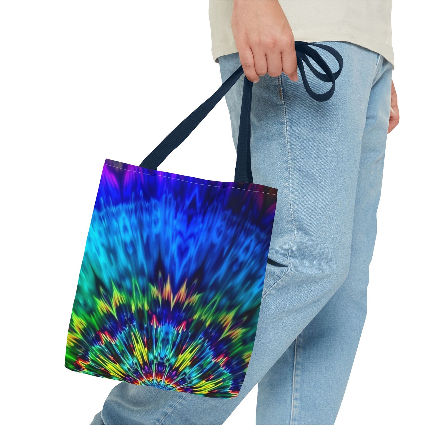 Tie-Dye Kaleidoscope Tote Bag — Vibrant All-Over Print Beach & Market Bag
