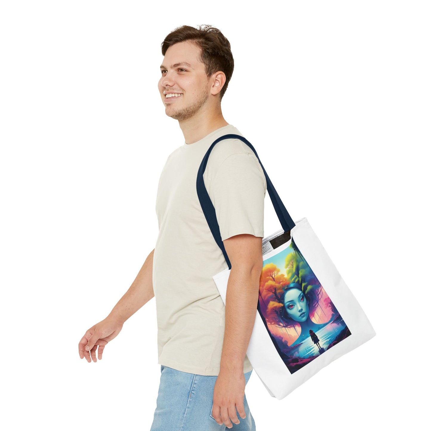 Dreamscape Portrait Tote Bag — Surreal Forest Girl Art