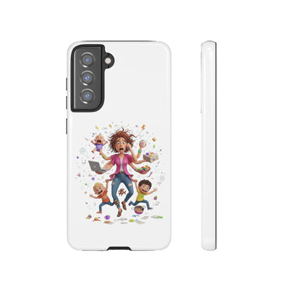 Samsung Mom Life Phone Case — Funny Juggling Mom Illustration Protective Case