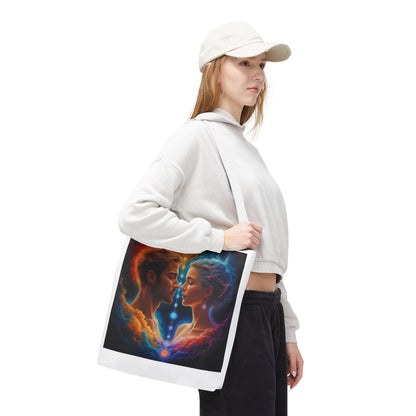 Mystic Soulmates Tote Bag — Celestial Couple Art AOP Tote