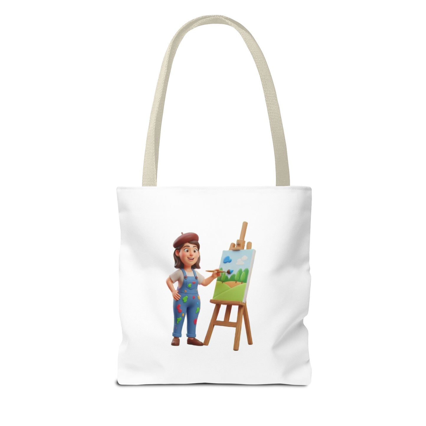 Artist Tote Bag — Painter with Easel Illustrated AOP Tote