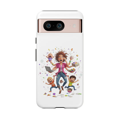 Funda para Google Phone - Diseño de caricatura de mamá frenética (Vida de mamá caótica y divertida)
