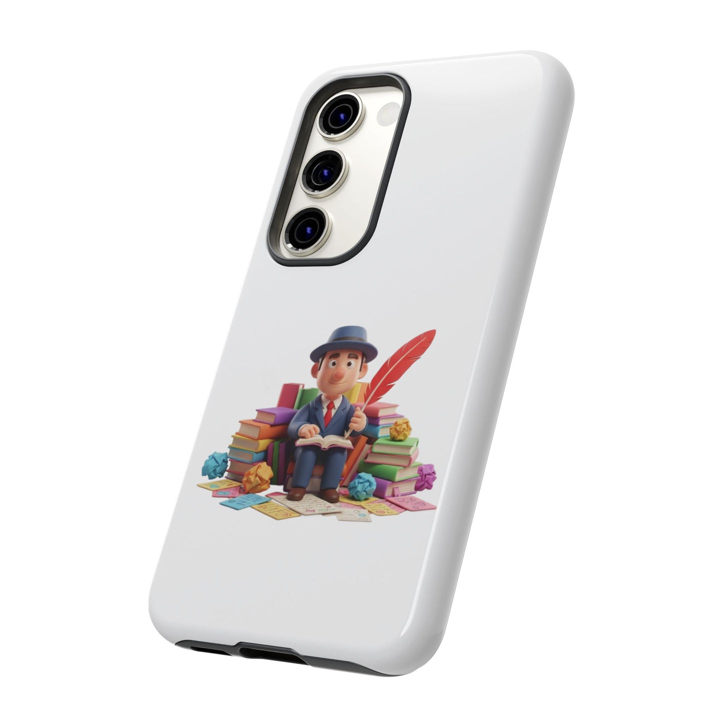 Samsung Bookworm Illustration Phone Case — Cute Scholar with Feather Pen