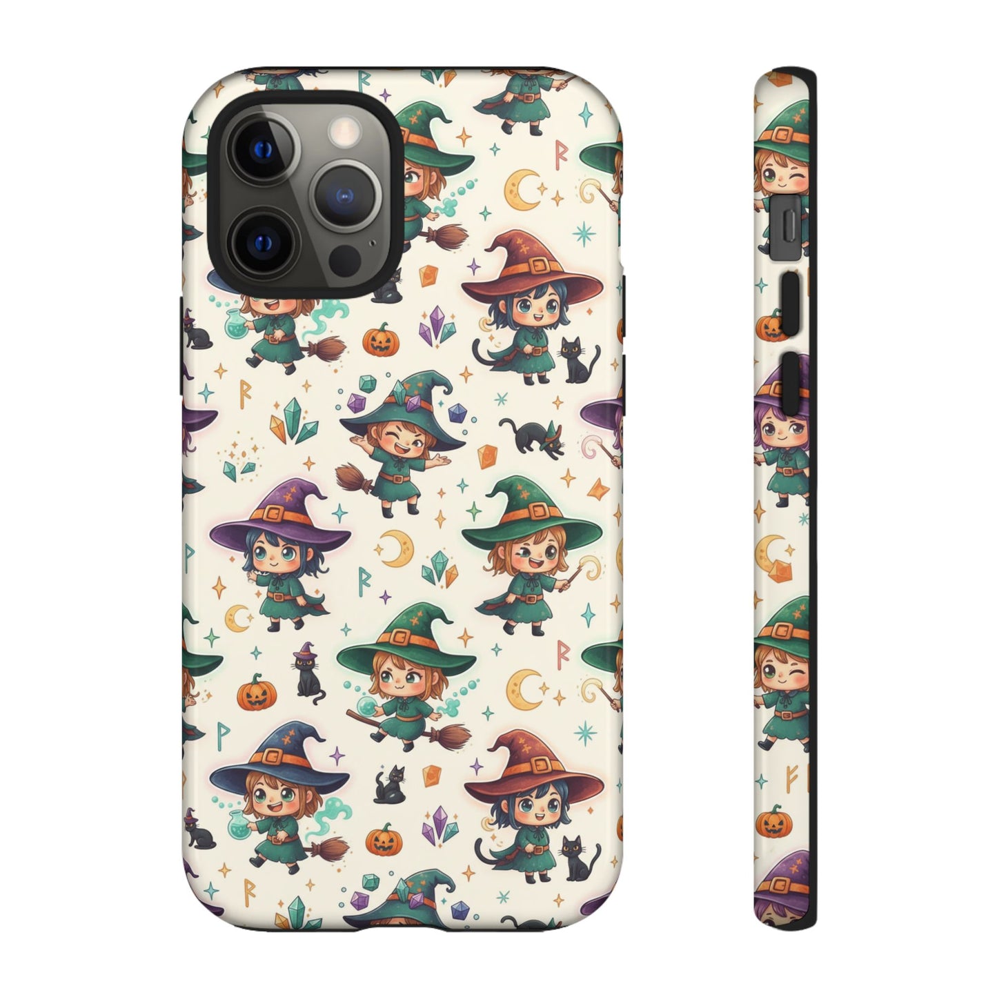 Niedliche iPhone-Handyhülle mit Hexenmuster – Halloween-Kawaii-iPhone-Hülle