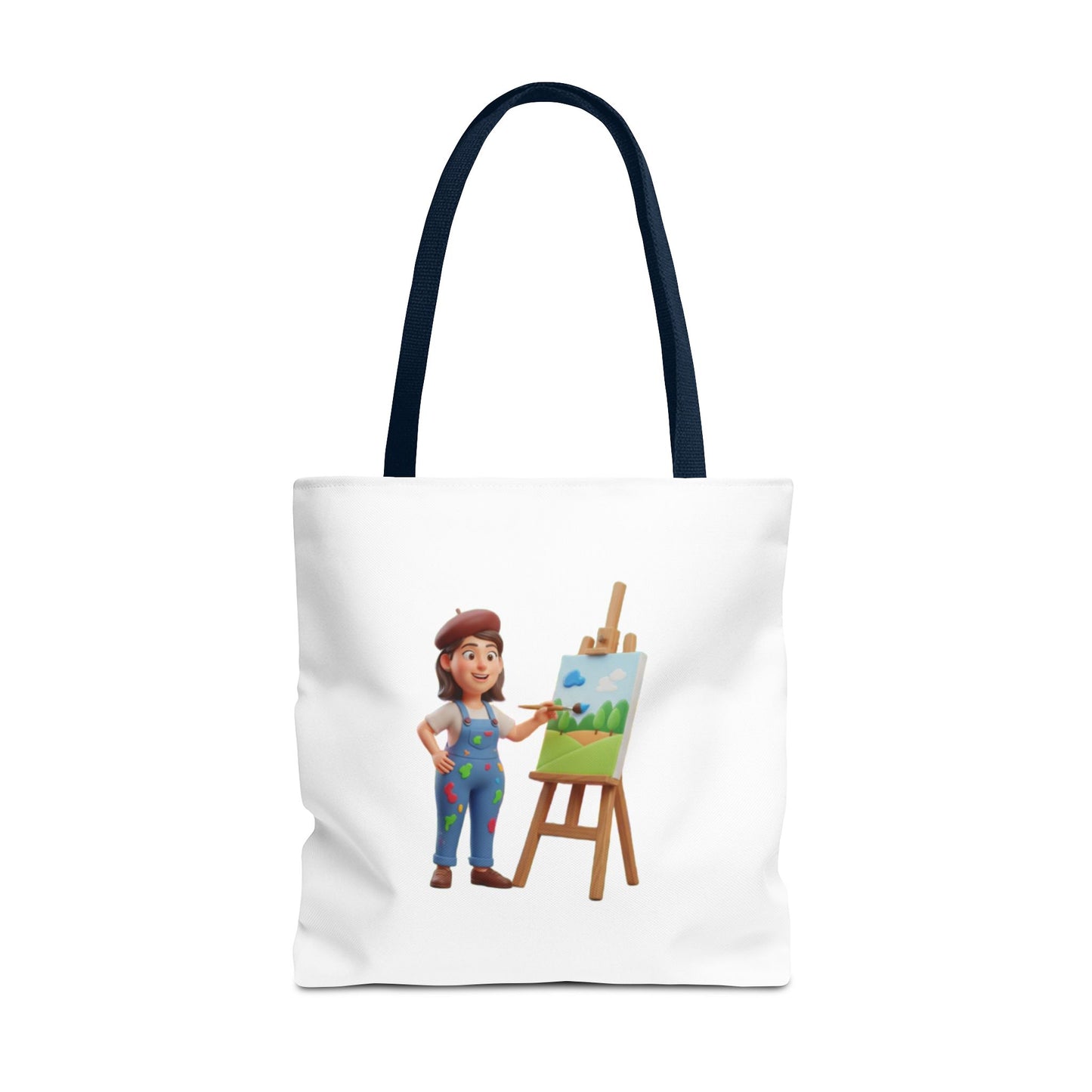 Artist Tote Bag — Painter with Easel Illustrated AOP Tote