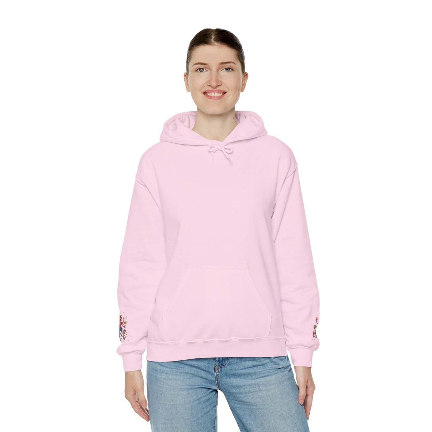 Hoodie – Pullover mit verspielter Illustration von Mutter und Kindern: „Super Mama“
