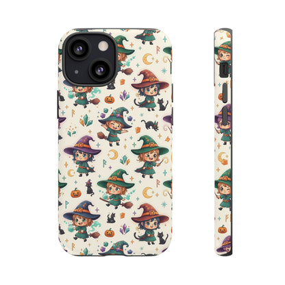 Niedliche iPhone-Handyhülle mit Hexenmuster – Halloween-Kawaii-iPhone-Hülle
