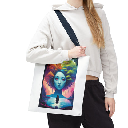 Dreamscape Portrait Tote Bag — Surreal Forest Girl Art