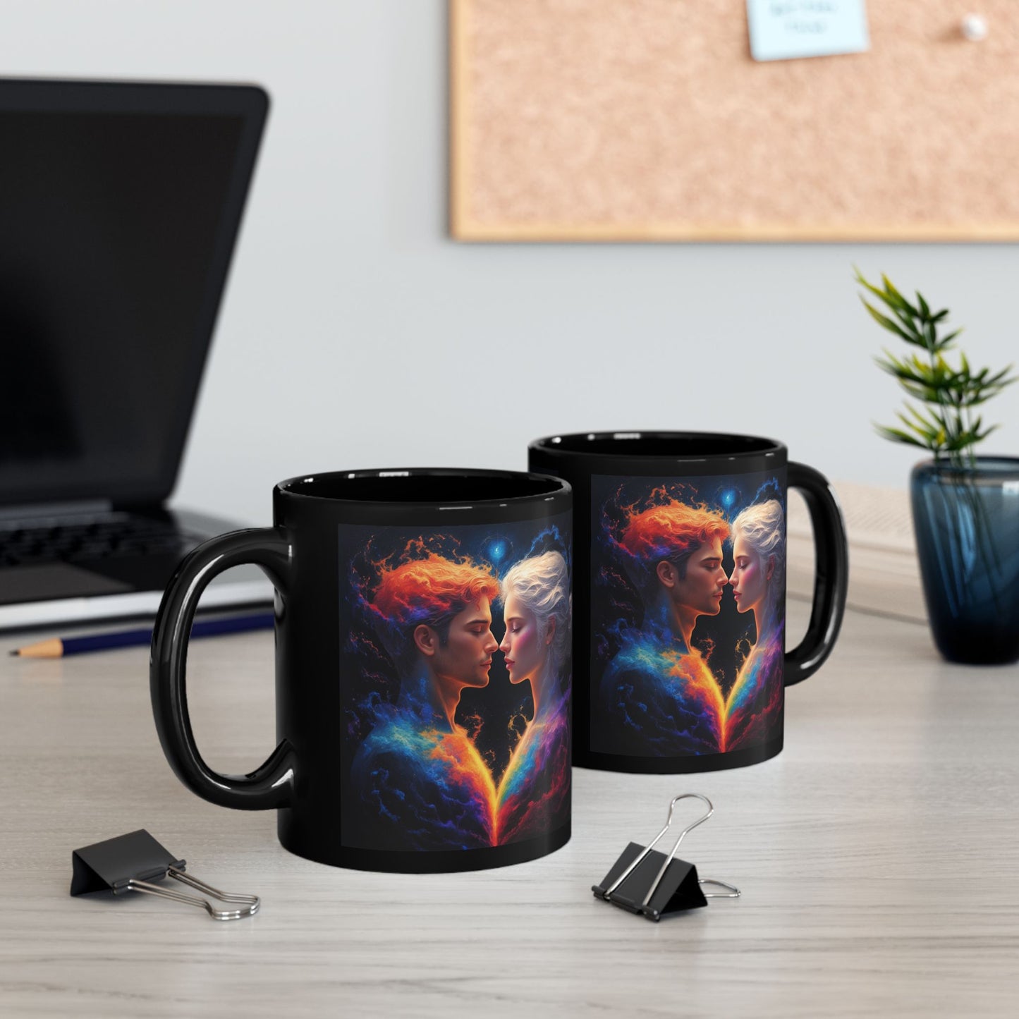 Taza de Amantes Cósmicos — Taza de Café con Arte de Pareja Galáctica (325 ml/440 ml)