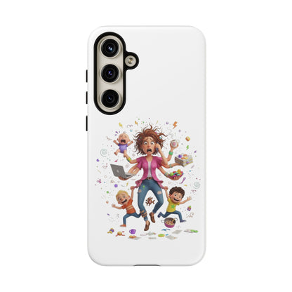 Samsung Mom Life Phone Case — Funny Juggling Mom Illustration Protective Case