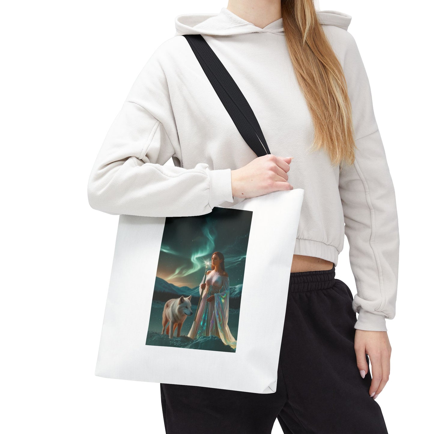 Tragetasche – Mystische Frau mit Wolf Aurora Art Tote