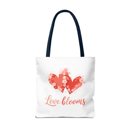 Love Blooms Heart Tote Bag — Floral Valentine Canvas Tote
