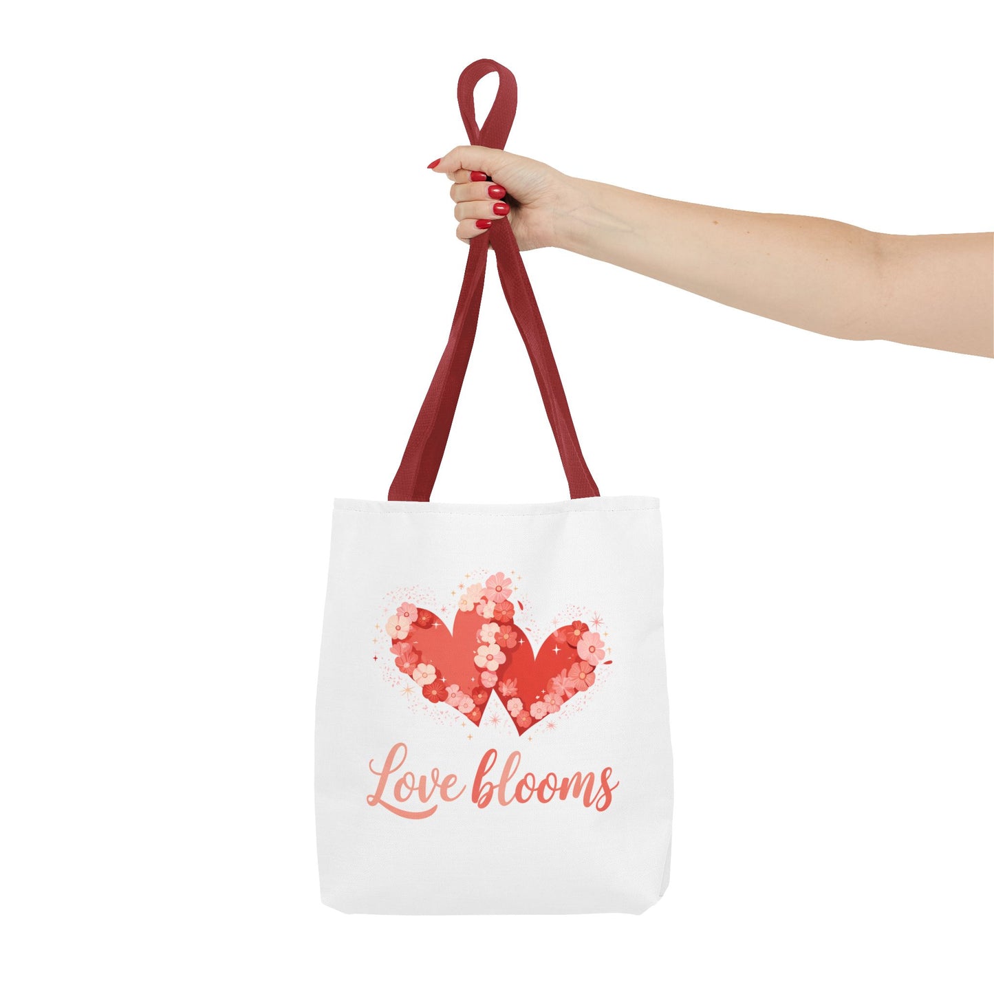 Love Blooms Heart Tote Bag — Floral Valentine Canvas Tote